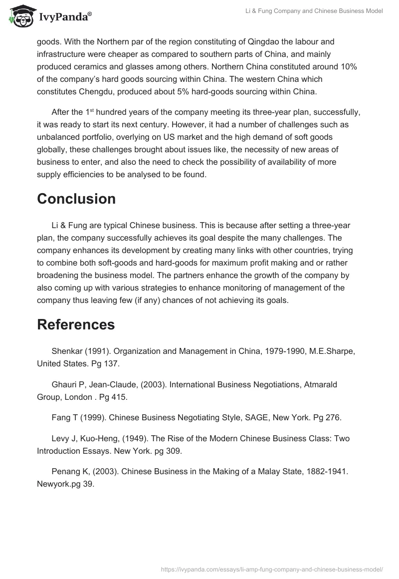 Li & Fung Company and Chinese Business Model. Page 4