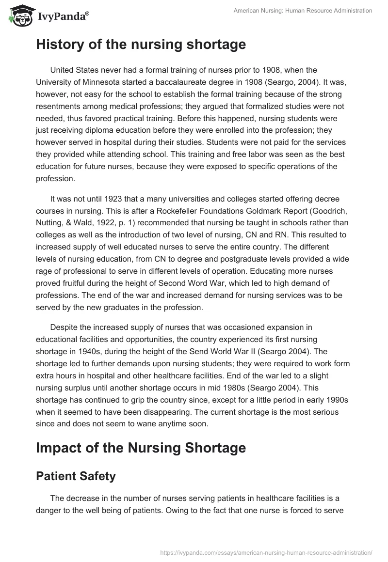 American Nursing: Human Resource Administration. Page 3