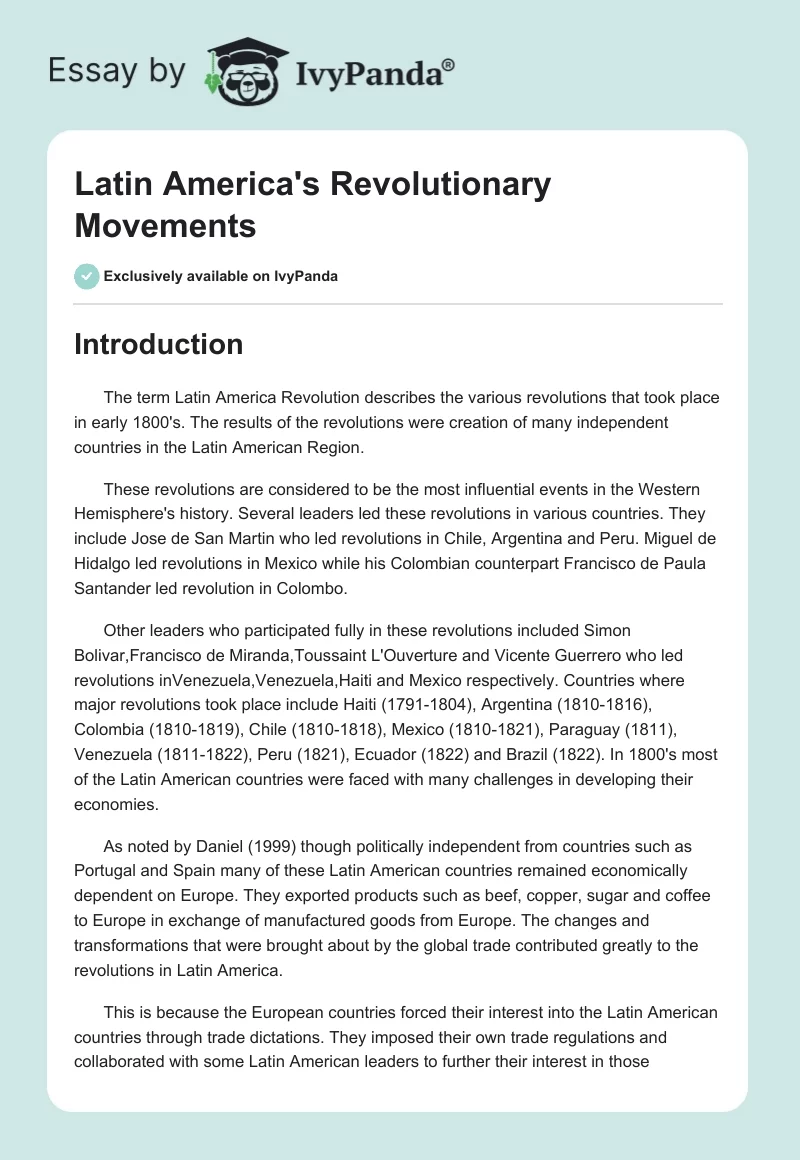 Latin America's Revolutionary Movements. Page 1