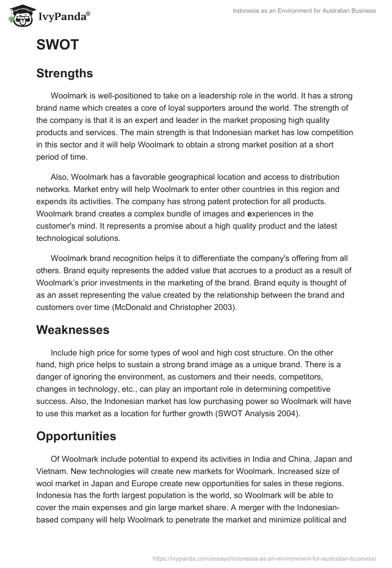 Indonesia as an Environment for Australian Business. Page 3