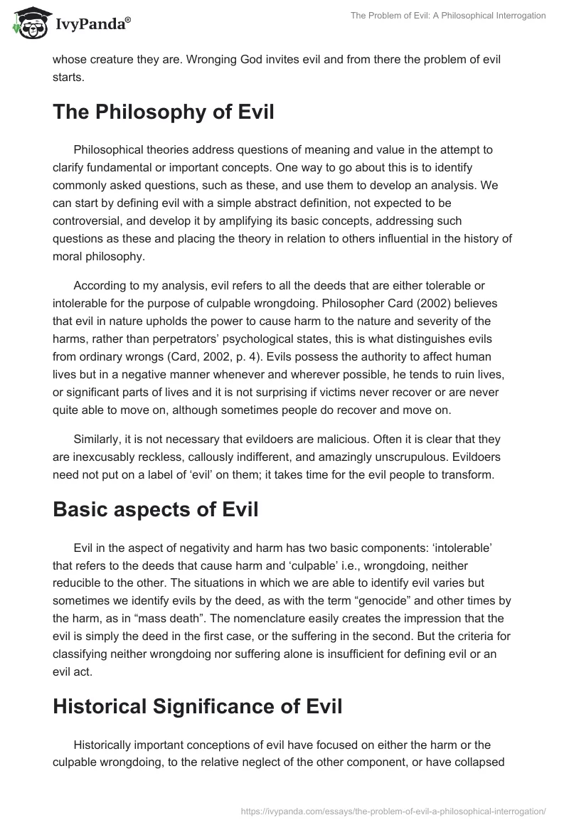 The Problem of Evil: A Philosophical Interrogation. Page 2