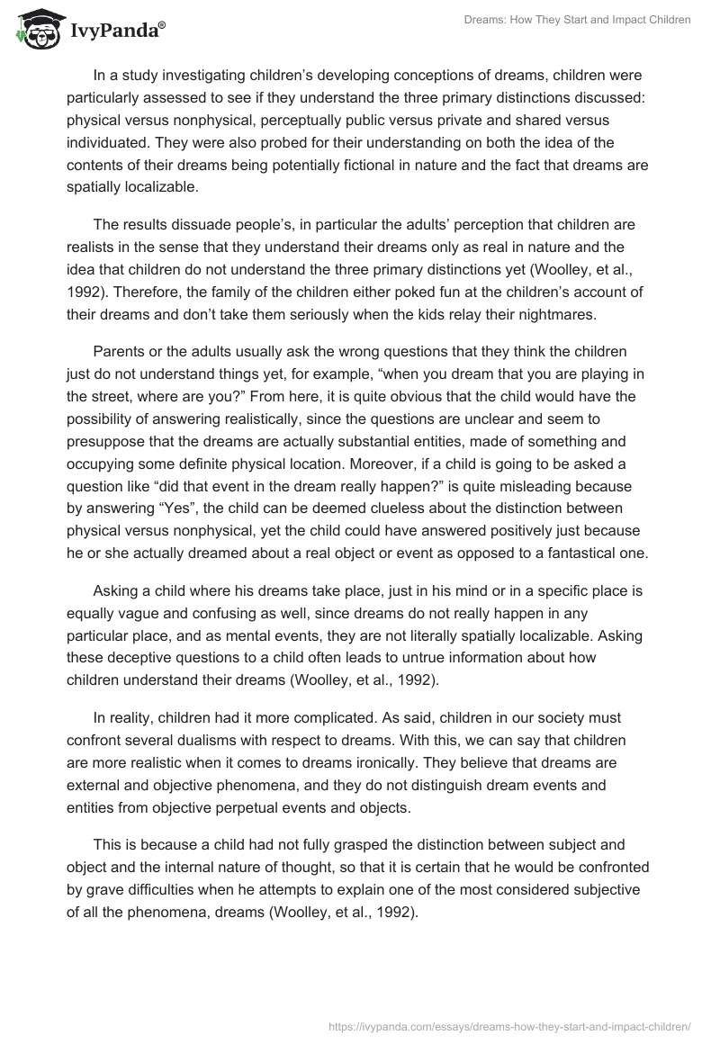 Dreams: How They Start and Impact Children. Page 2