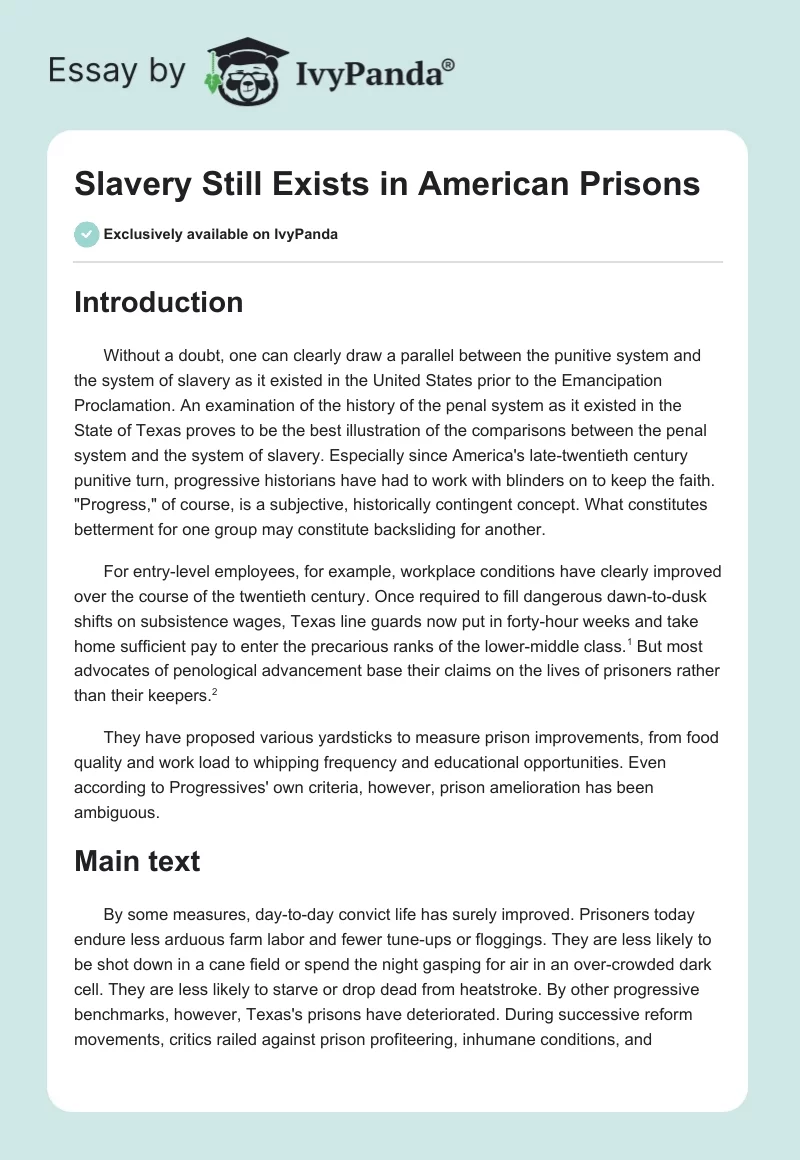 Slavery Still Exists in American Prisons. Page 1
