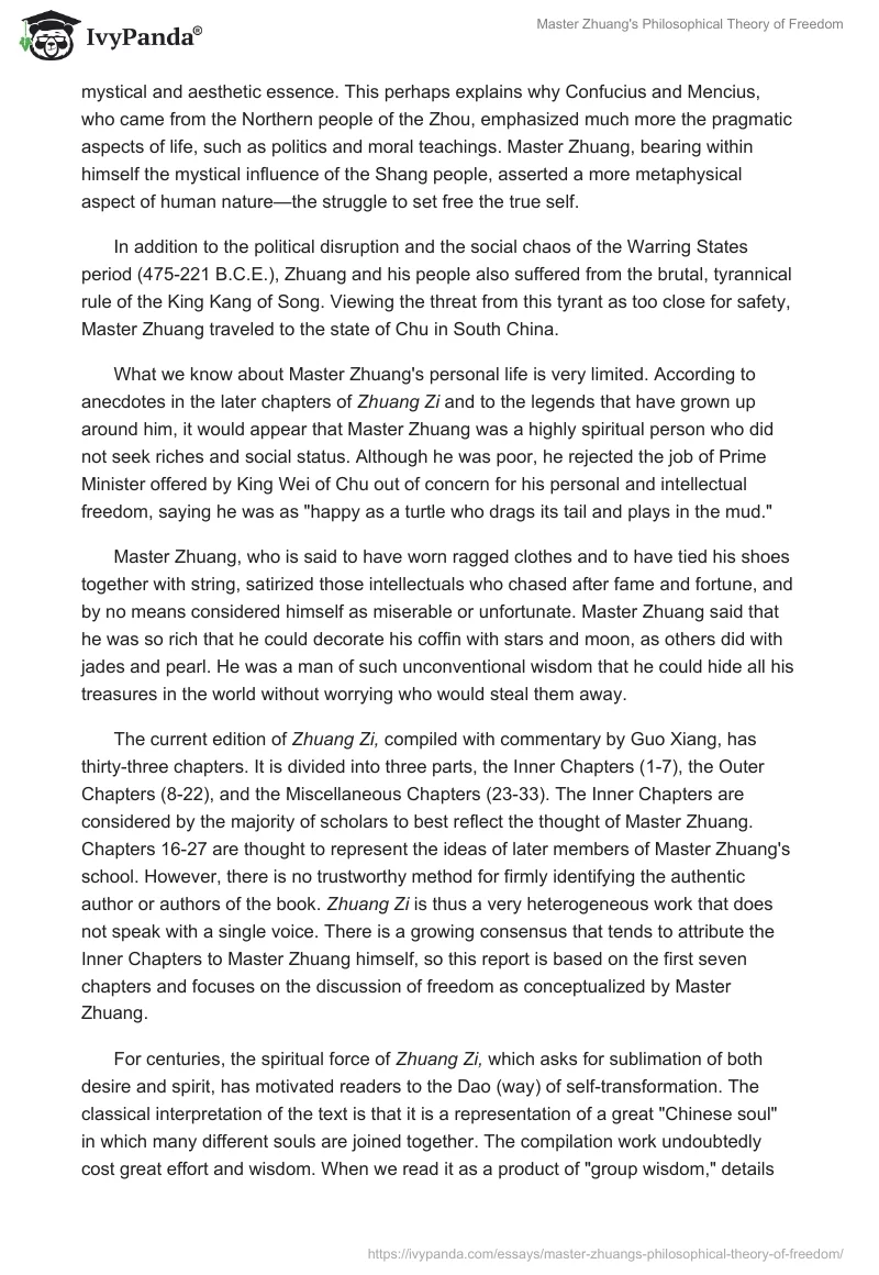 Master Zhuang's Philosophical Theory of Freedom. Page 2