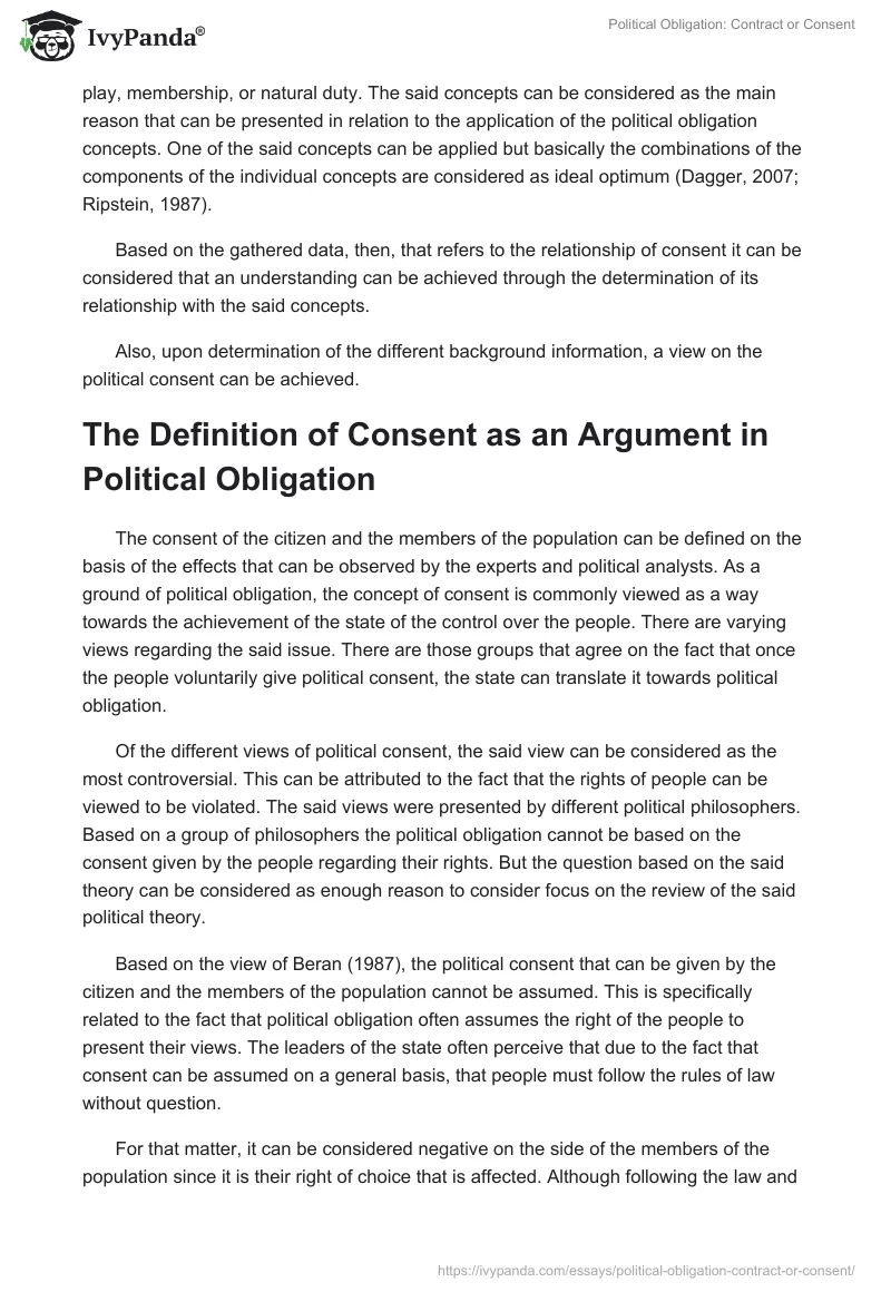 Political Obligation: Contract or Consent. Page 2