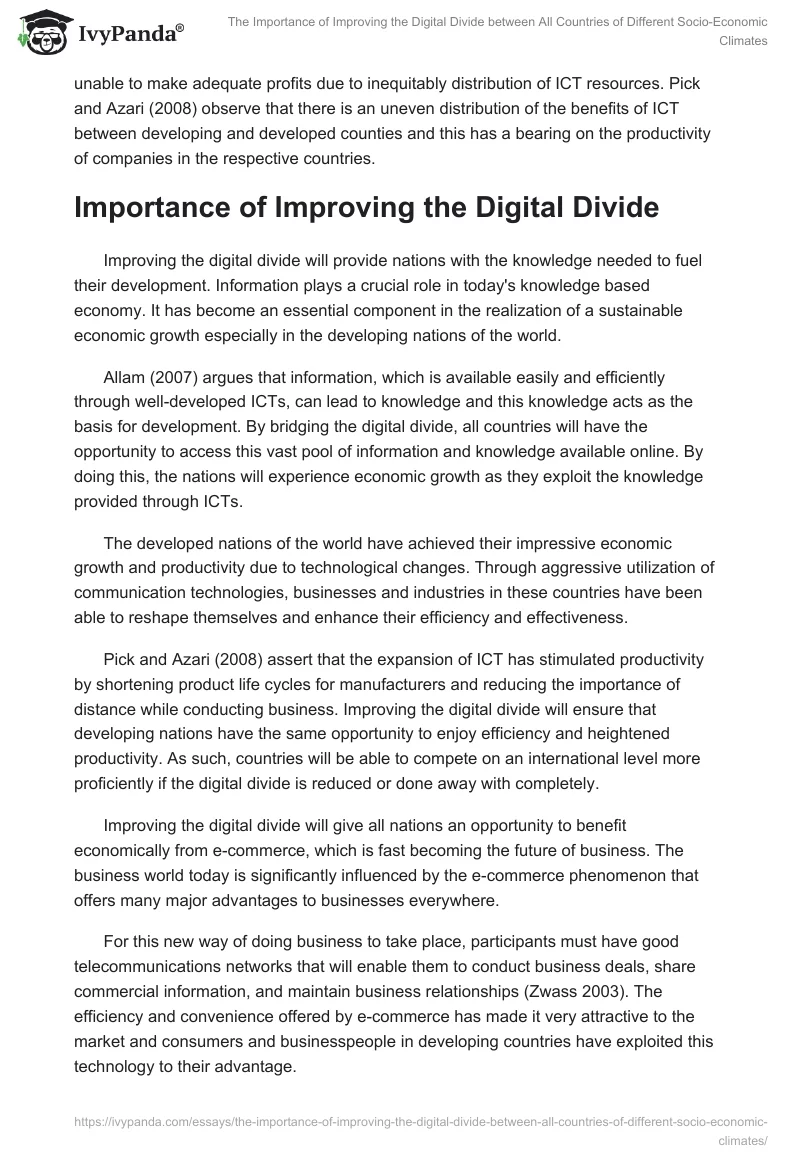 The Importance of Improving the Digital Divide between All Countries of Different Socio-Economic Climates. Page 3