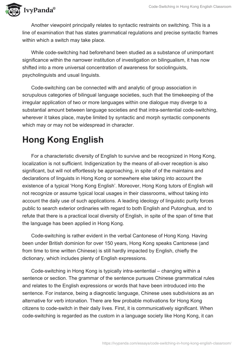 Code-Switching in Hong Kong English Classroom. Page 2