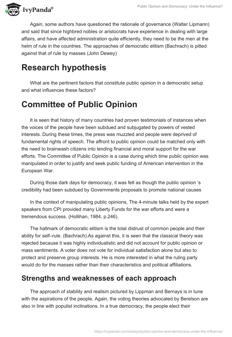 Public Opinion and Democracy: Under the Influence?. Page 2