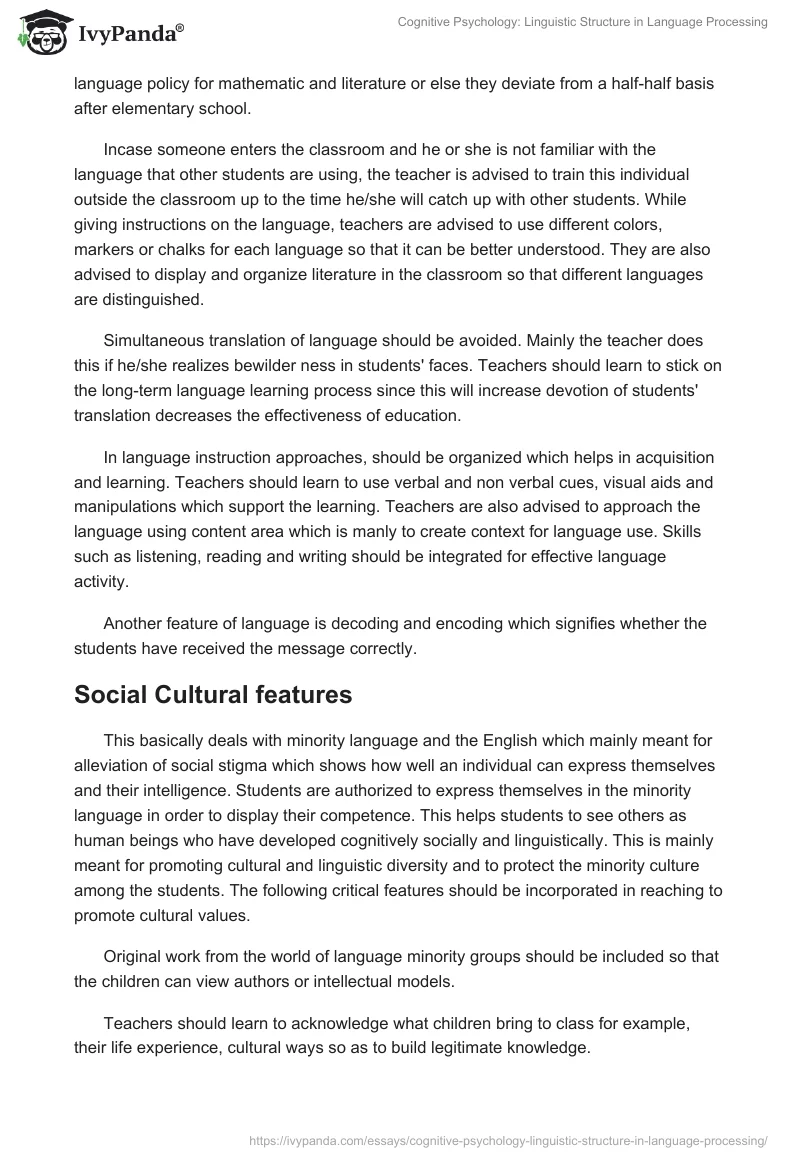 Cognitive Psychology: Linguistic Structure in Language Processing. Page 3