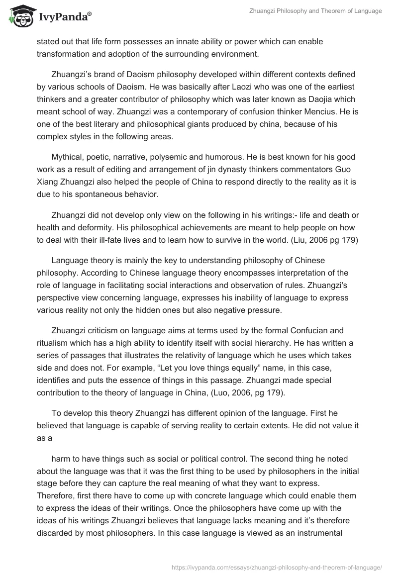 Zhuangzi Philosophy and Theorem of Language. Page 2