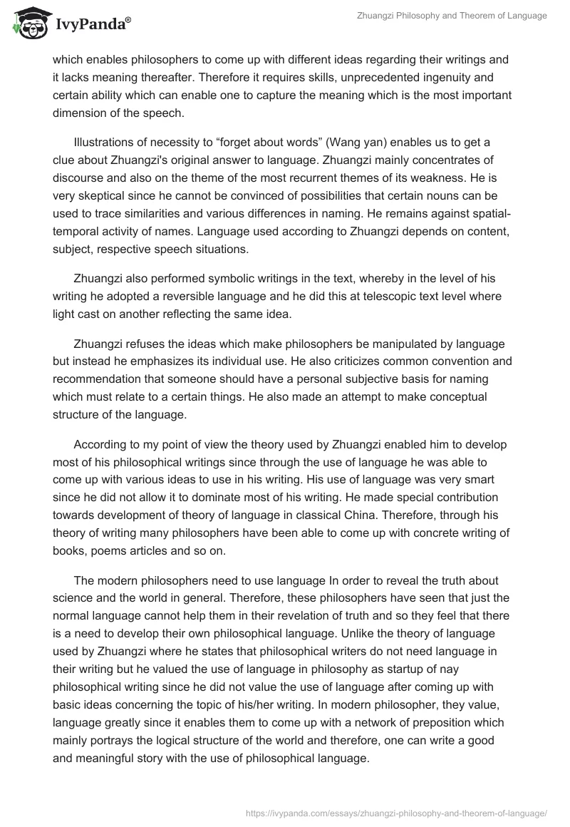 Zhuangzi Philosophy and Theorem of Language. Page 3