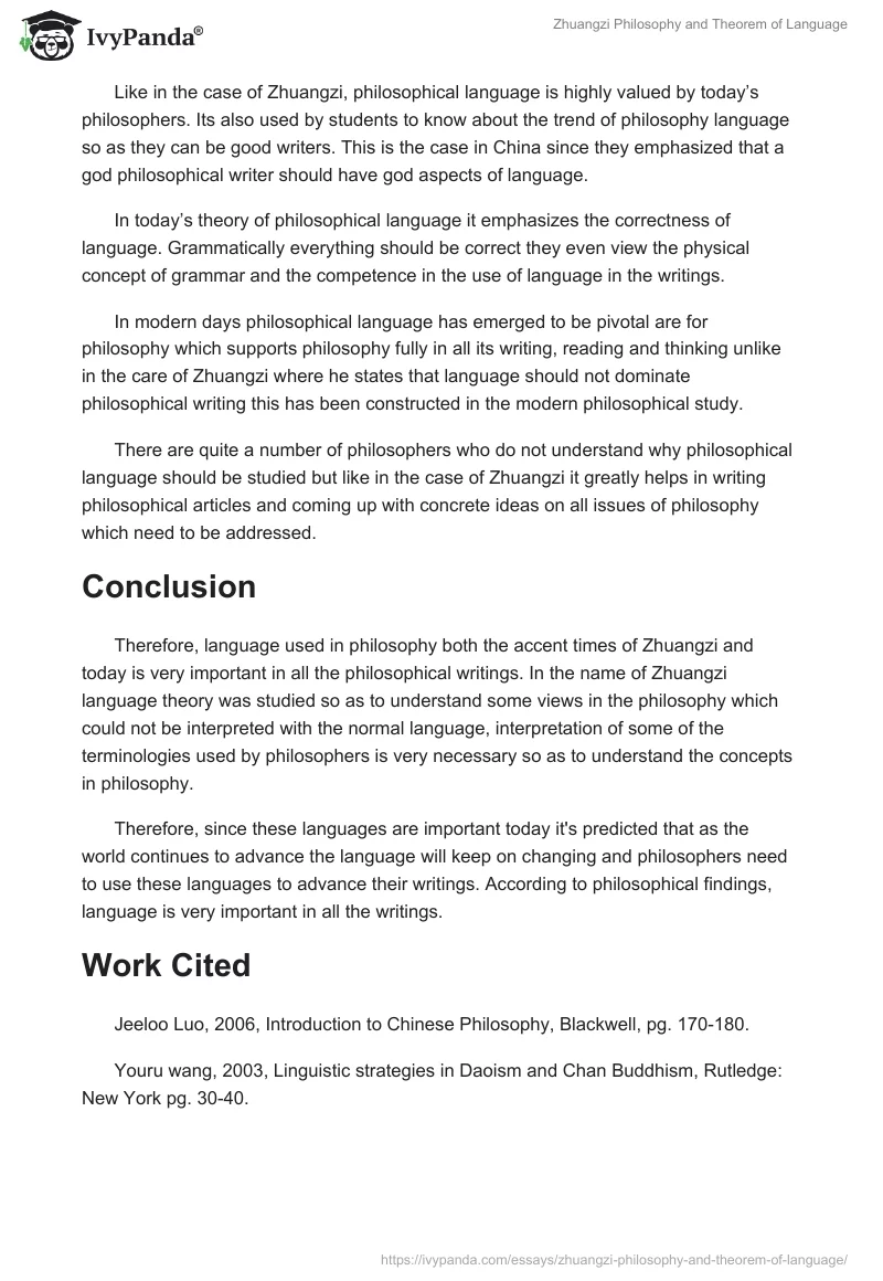 Zhuangzi Philosophy and Theorem of Language. Page 4