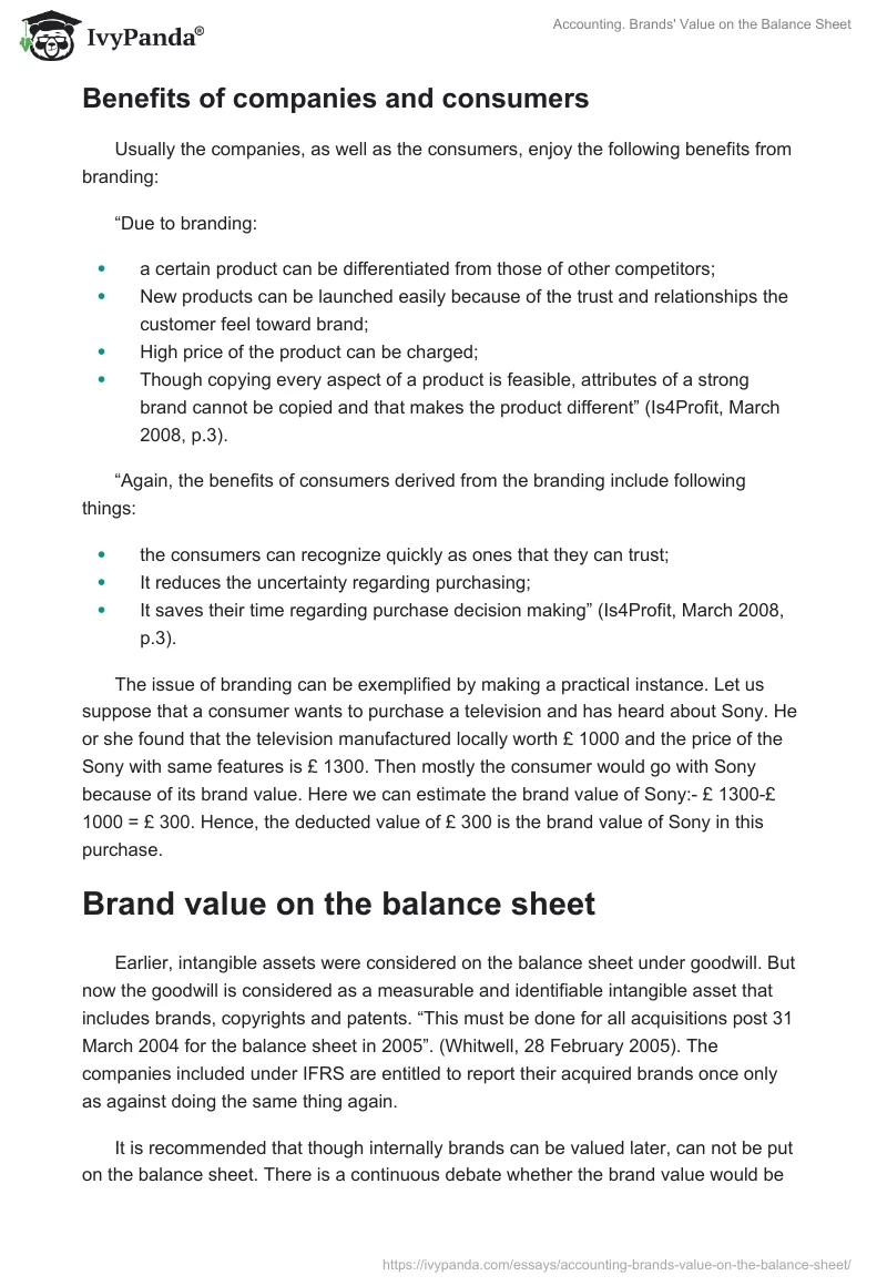 Accounting. Brands' Value on the Balance Sheet. Page 2