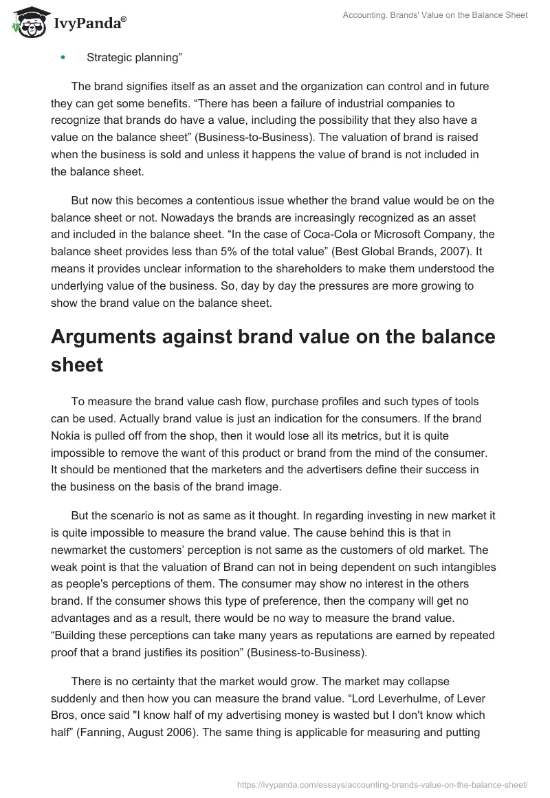 Accounting. Brands' Value on the Balance Sheet. Page 5