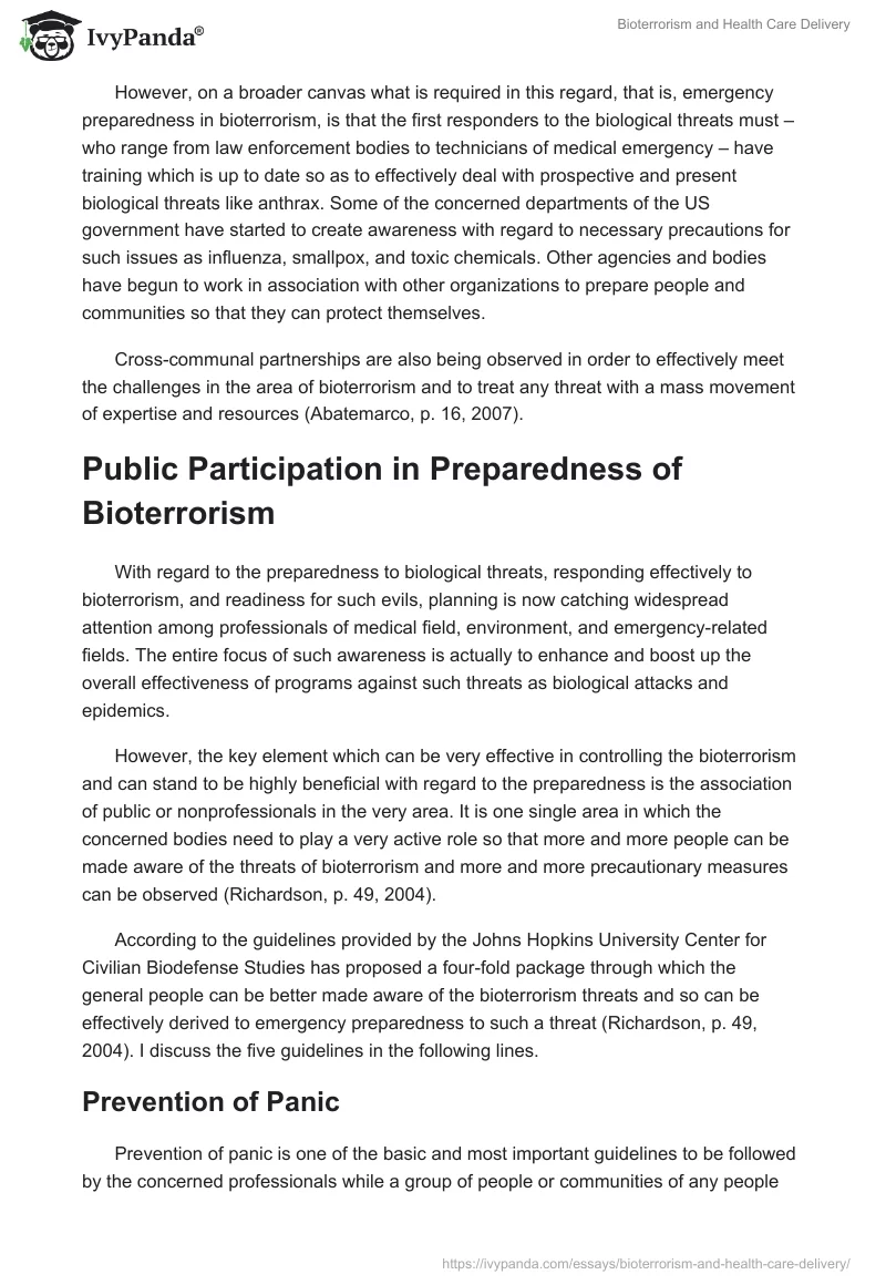 Bioterrorism and Health Care Delivery. Page 2