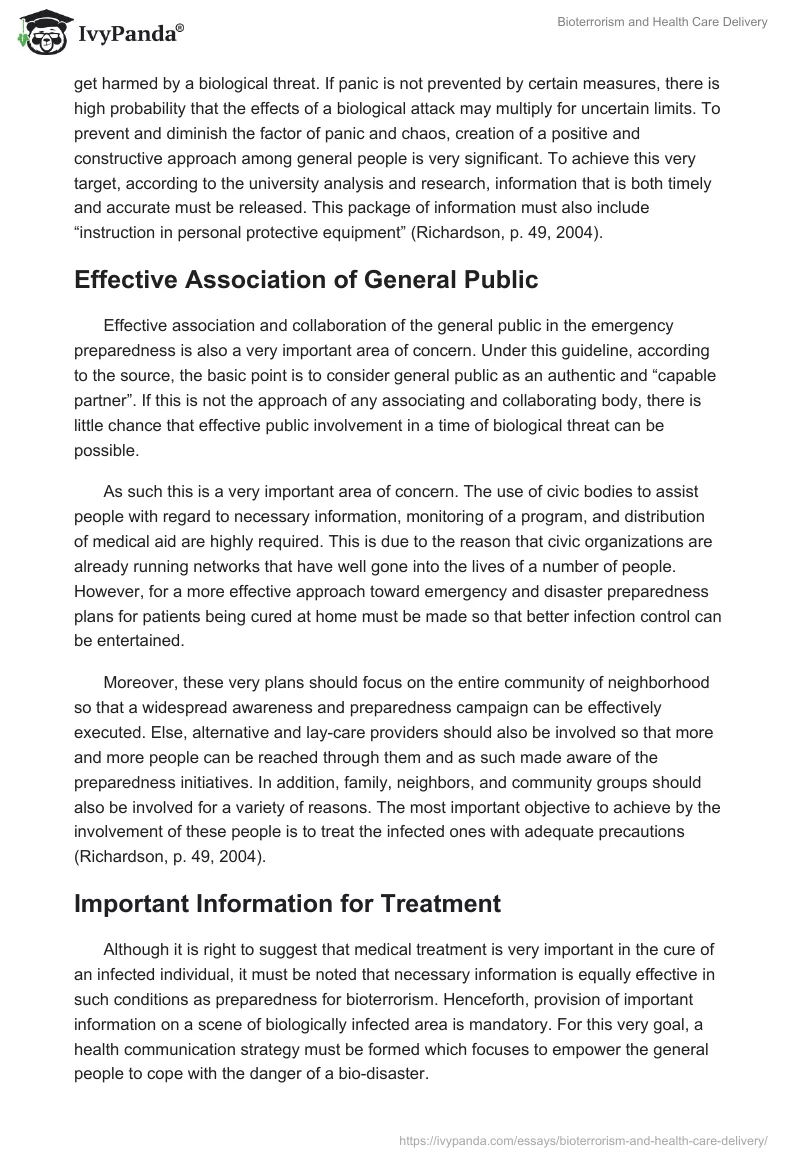 Bioterrorism and Health Care Delivery. Page 3