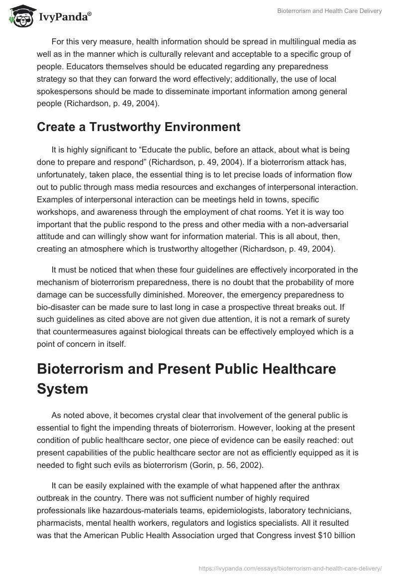 Bioterrorism and Health Care Delivery. Page 4