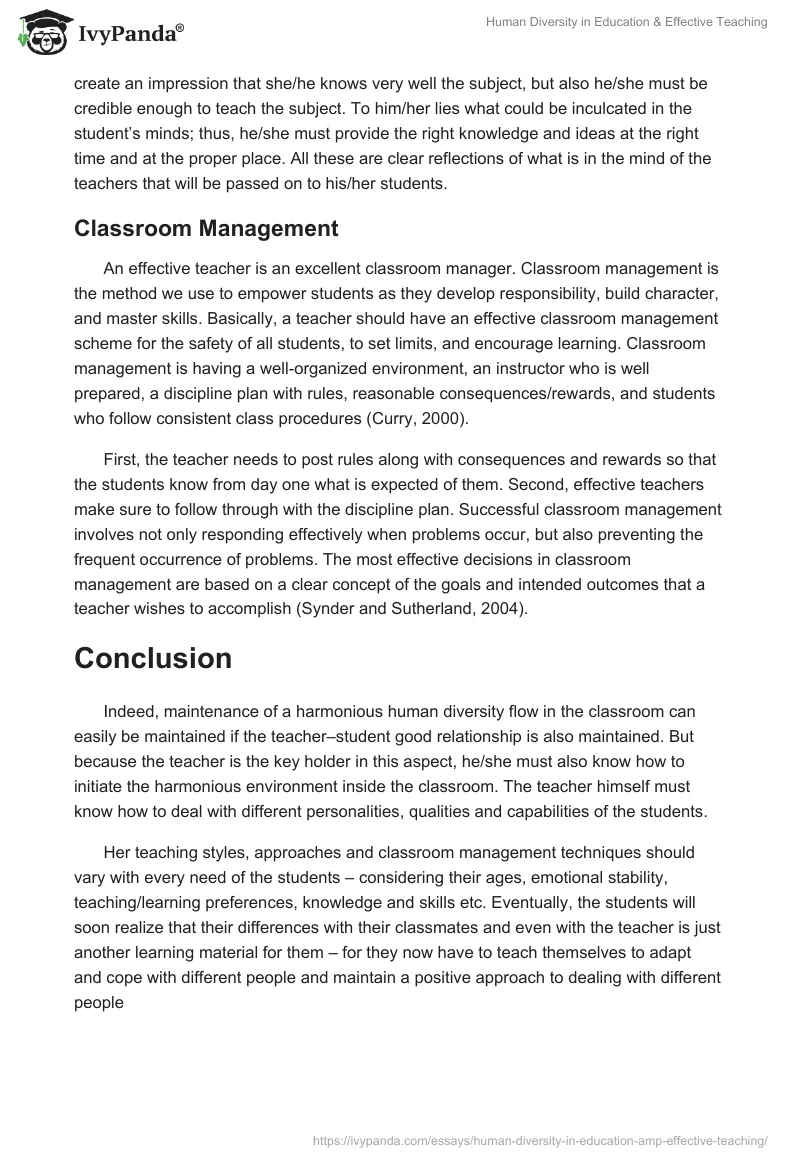 Human Diversity in Education & Effective Teaching. Page 4