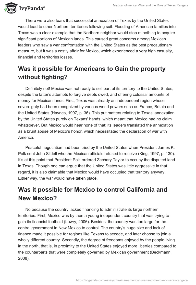 Mexican-American-War and the Role of Texas Rangers. Page 2