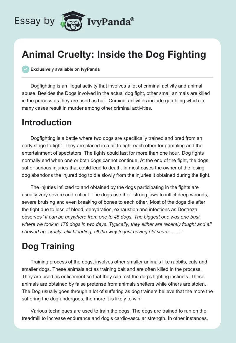 Animal Cruelty: Inside the Dog Fighting. Page 1