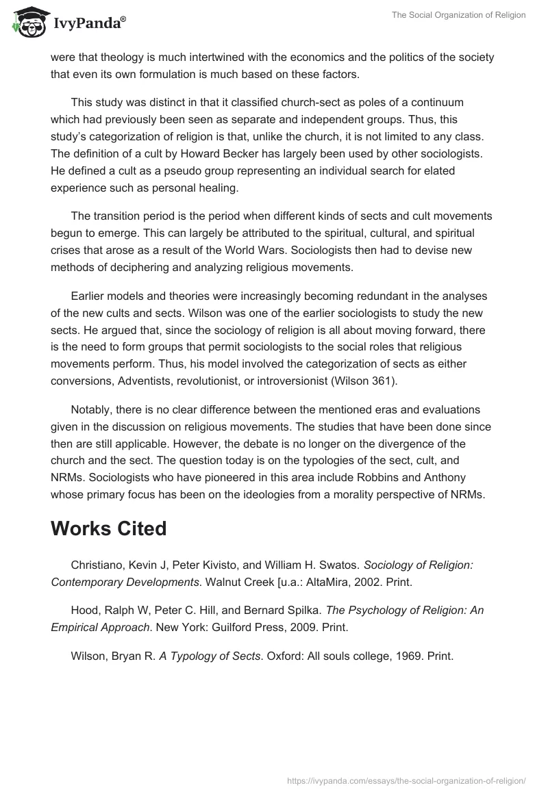 The Social Organization of Religion. Page 3