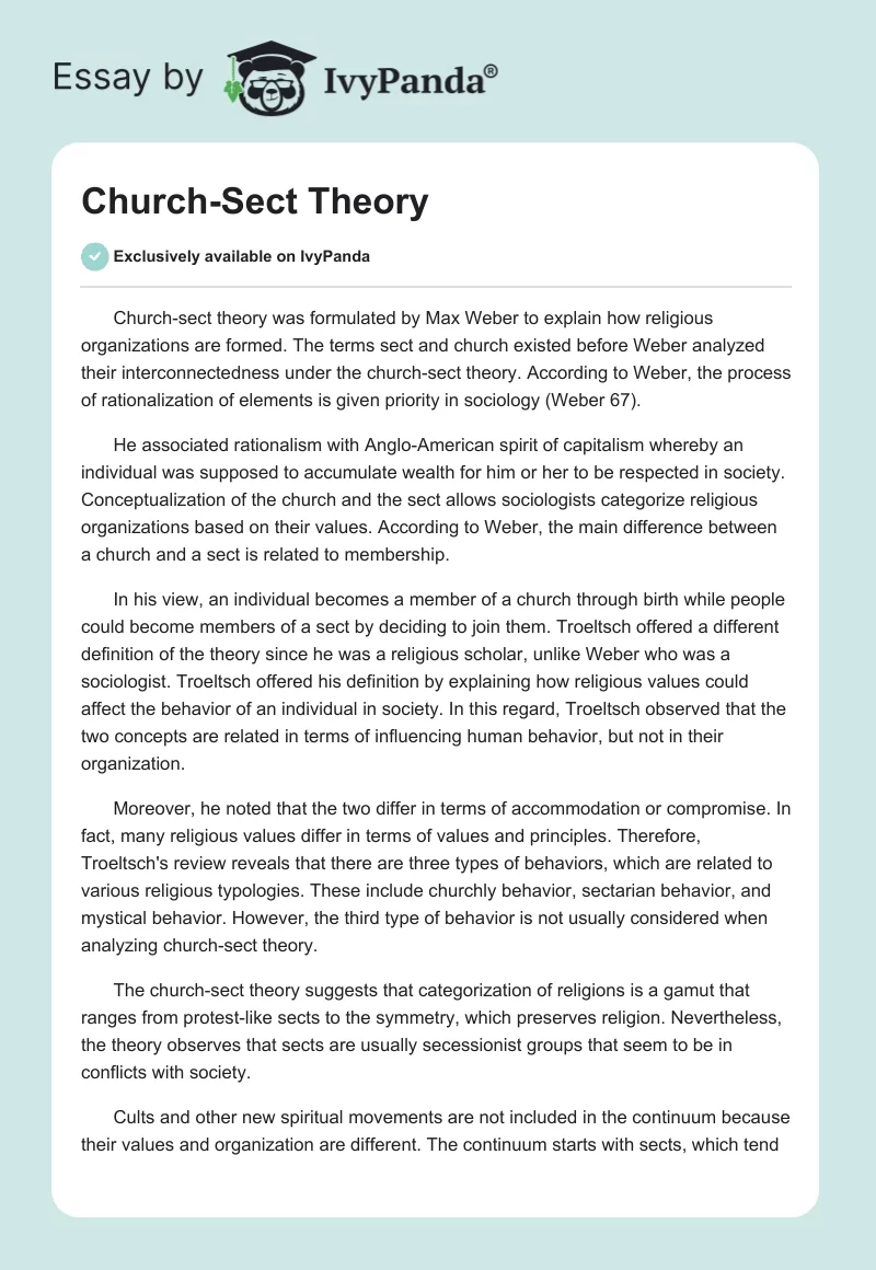 Church-Sect Theory. Page 1