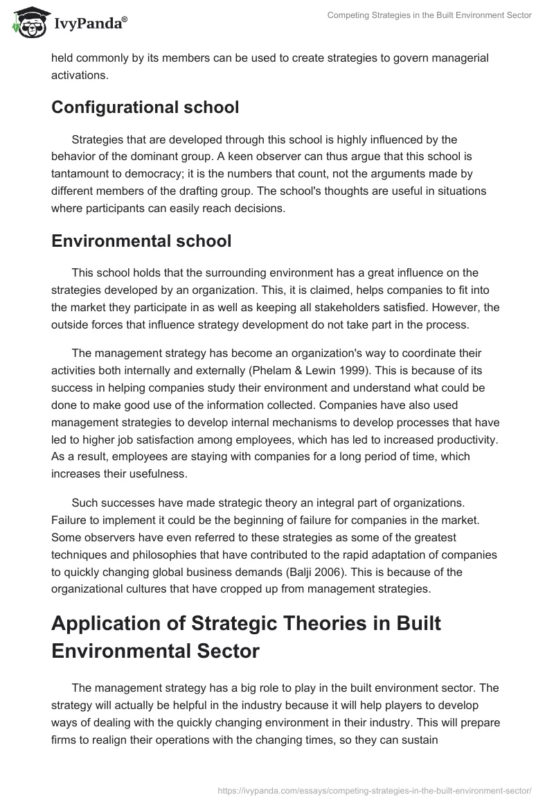 Competing Strategies in the Built Environment Sector. Page 4