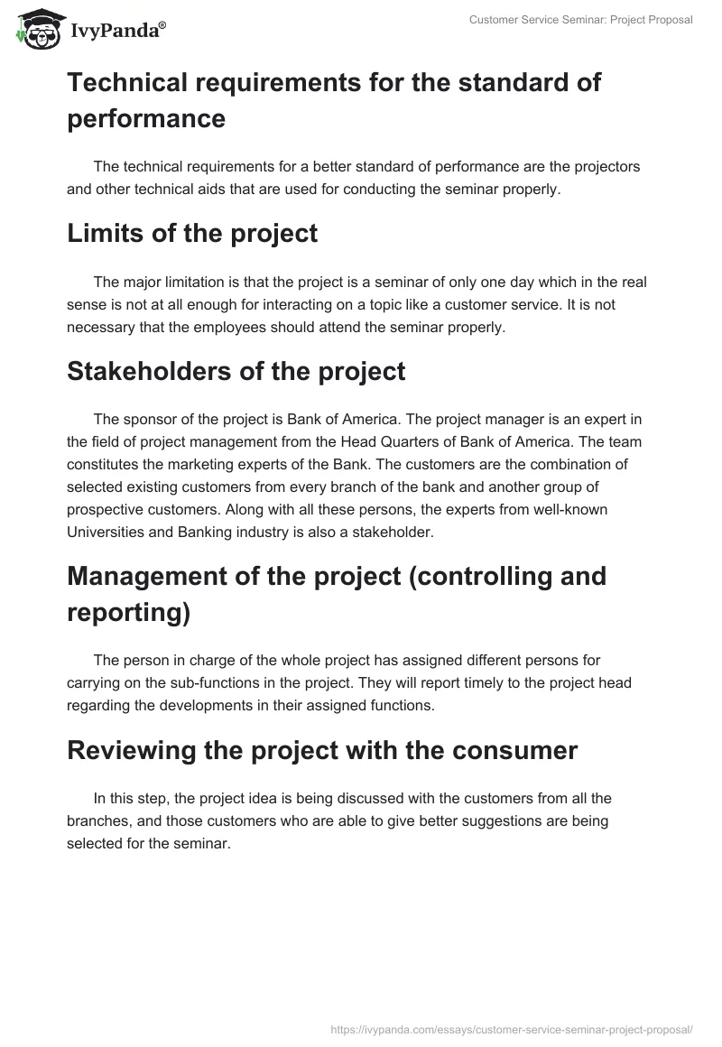 Customer Service Seminar: Project Proposal. Page 4
