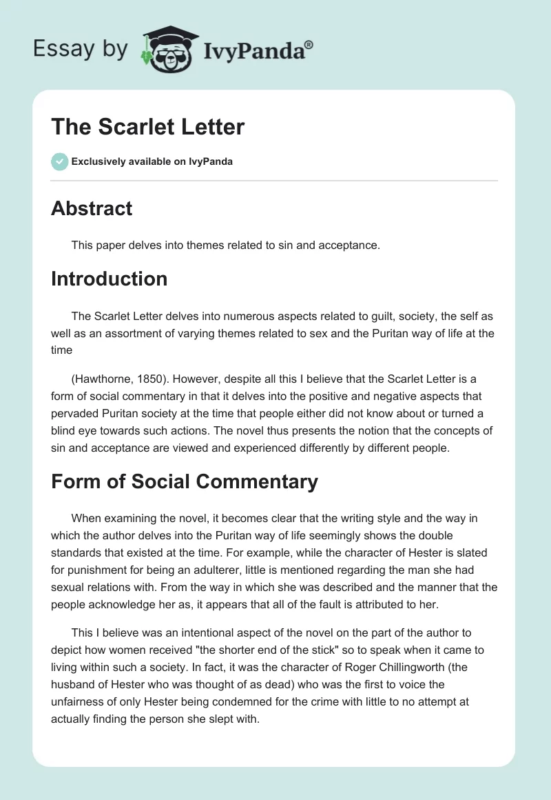 The Scarlet Letter. Page 1
