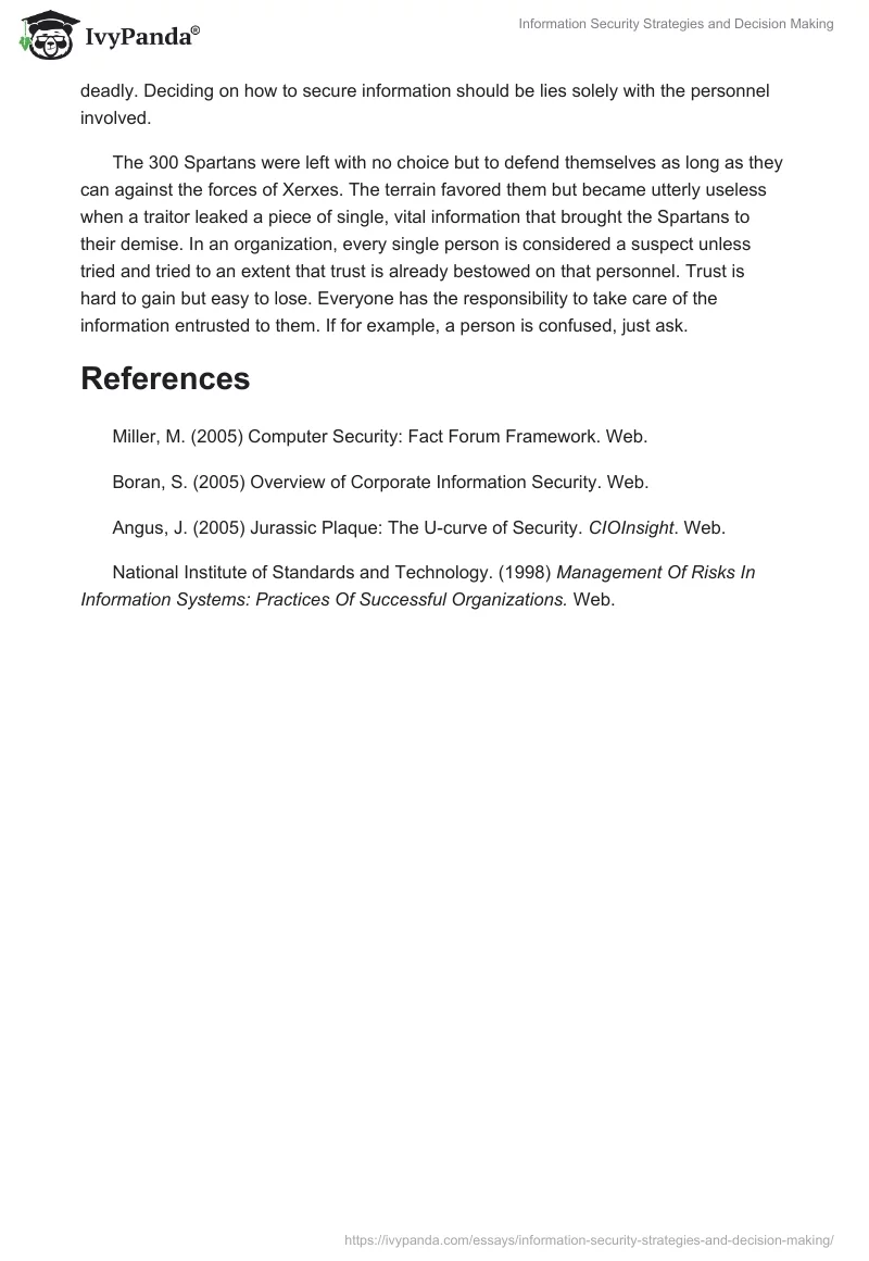 Information Security Strategies and Decision Making. Page 4