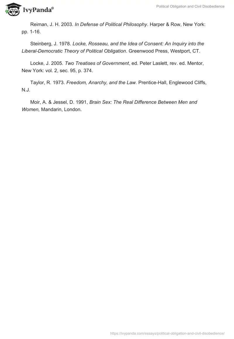 Political Obligation and Civil Disobedience. Page 5