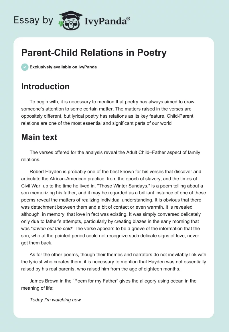Parent-Child Relations in Poetry. Page 1