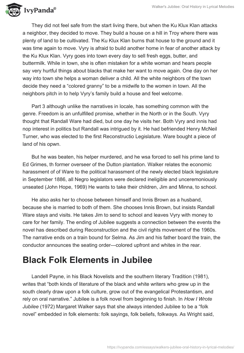 Walker's "Jubilee": Oral History in Lyrical Melodies. Page 4