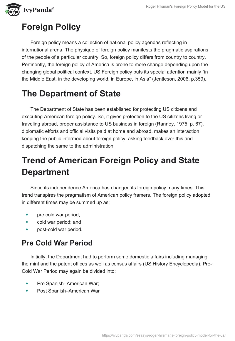 Roger Hilsman's Foreign Policy Model for the US. Page 2