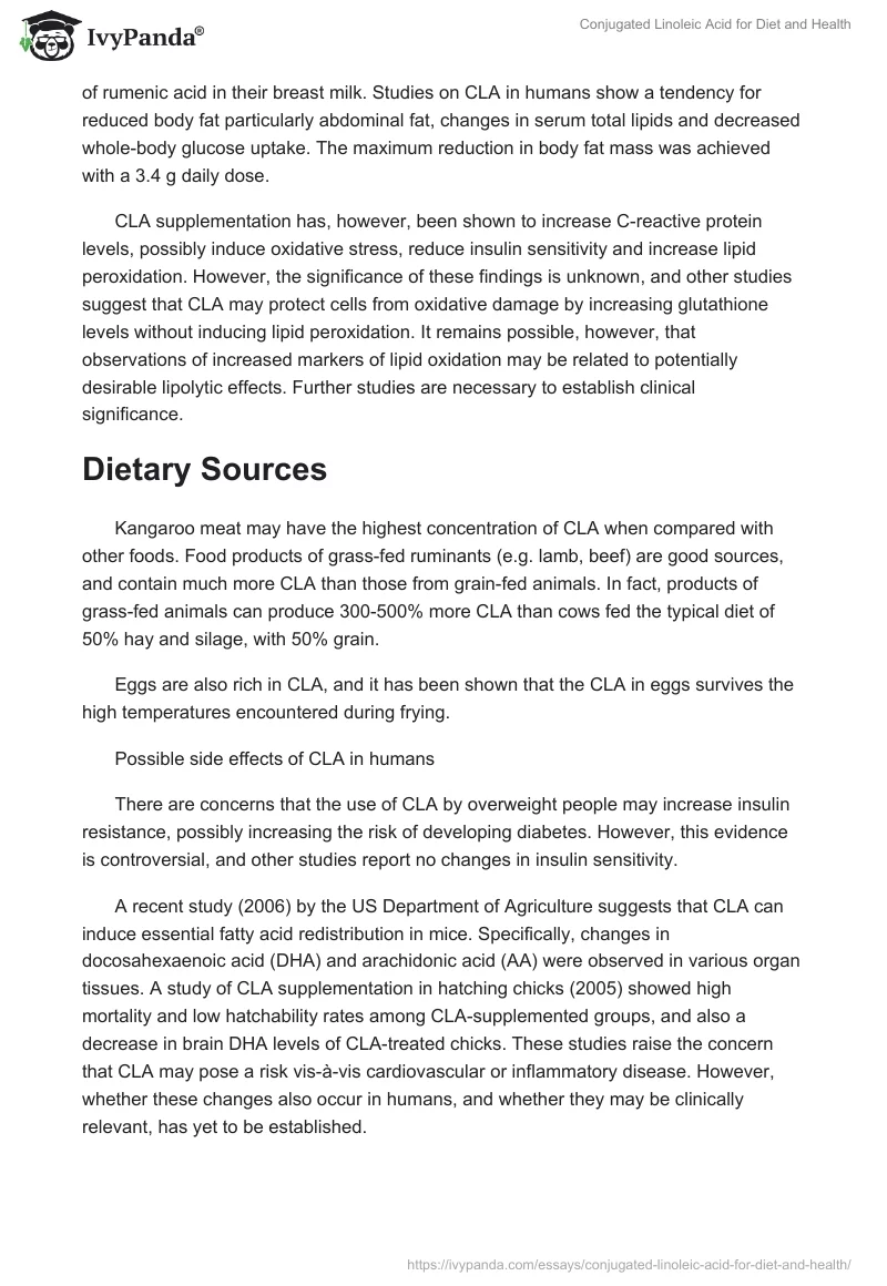 Conjugated Linoleic Acid for Diet and Health. Page 2