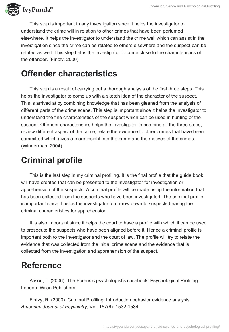 Forensic Science and Psychological Profiling. Page 4