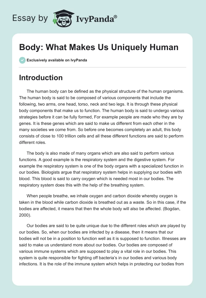 Body: What Makes Us Uniquely Human. Page 1