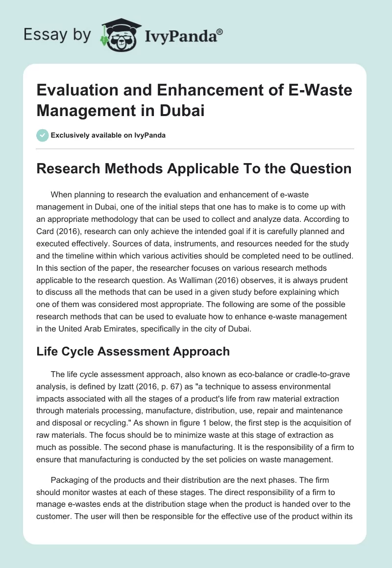 Evaluation and Enhancement of E-Waste Management in Dubai. Page 1