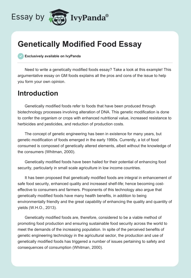 genetically modified food cons essay