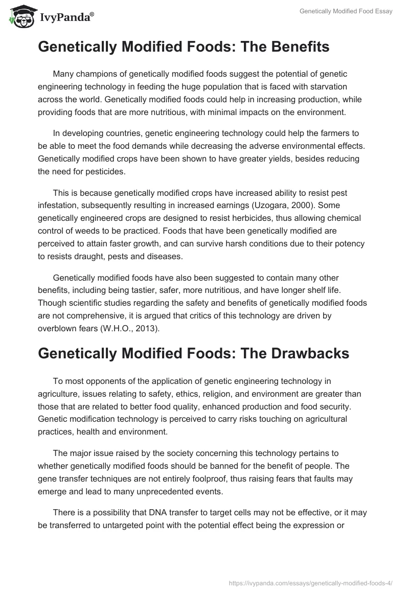 genetically modified food essay 250 words