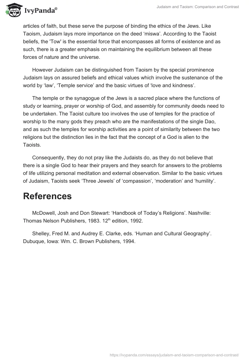 Judaism and Taoism: Comparison and Contrast. Page 2
