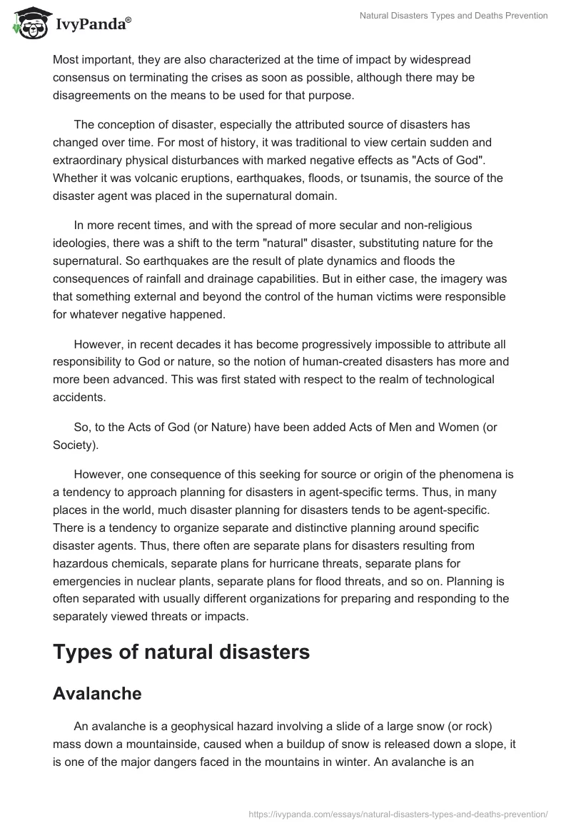 Natural Disasters Types and Deaths Prevention. Page 2