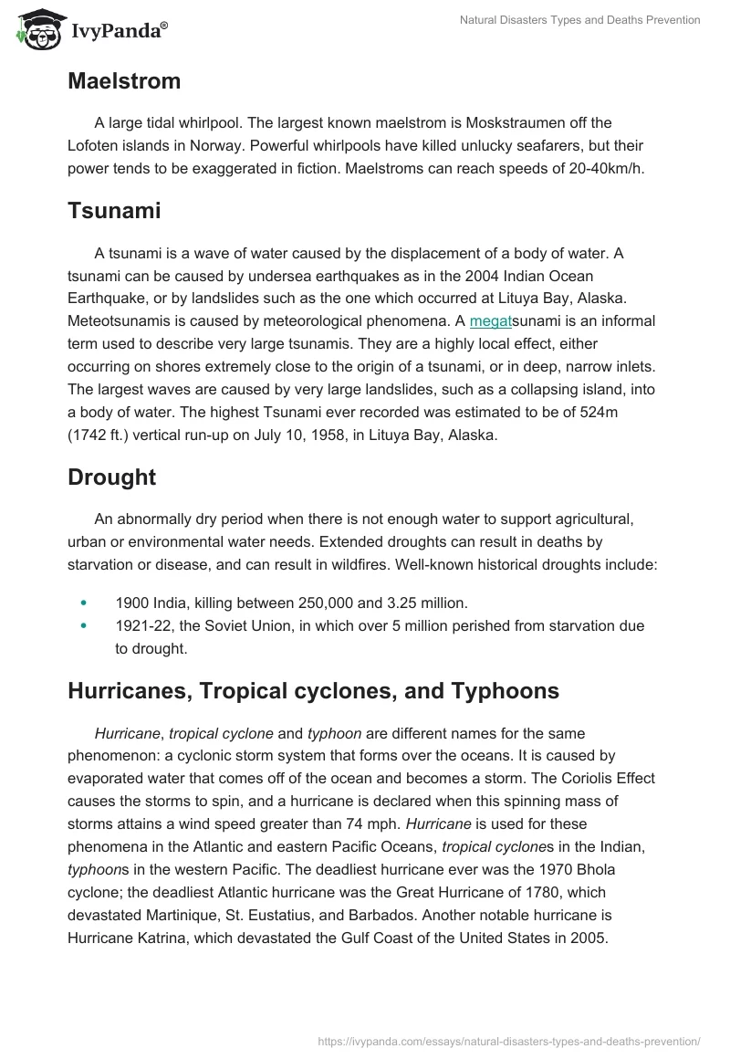 Natural Disasters Types and Deaths Prevention. Page 5