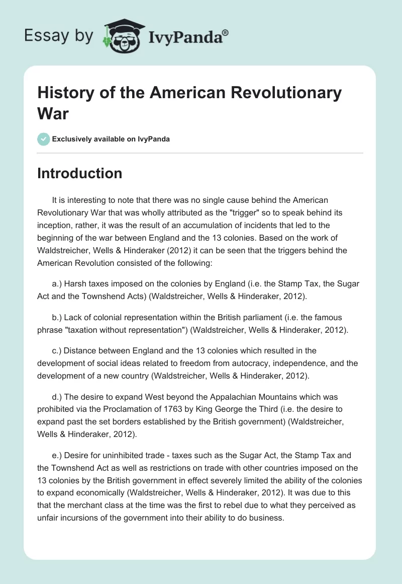 History of the American Revolutionary War. Page 1