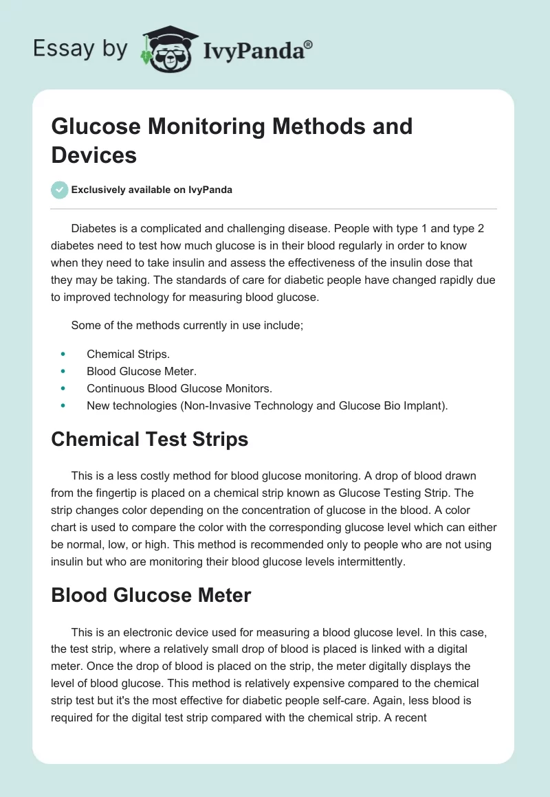 Glucose Monitoring Methods and Devices. Page 1