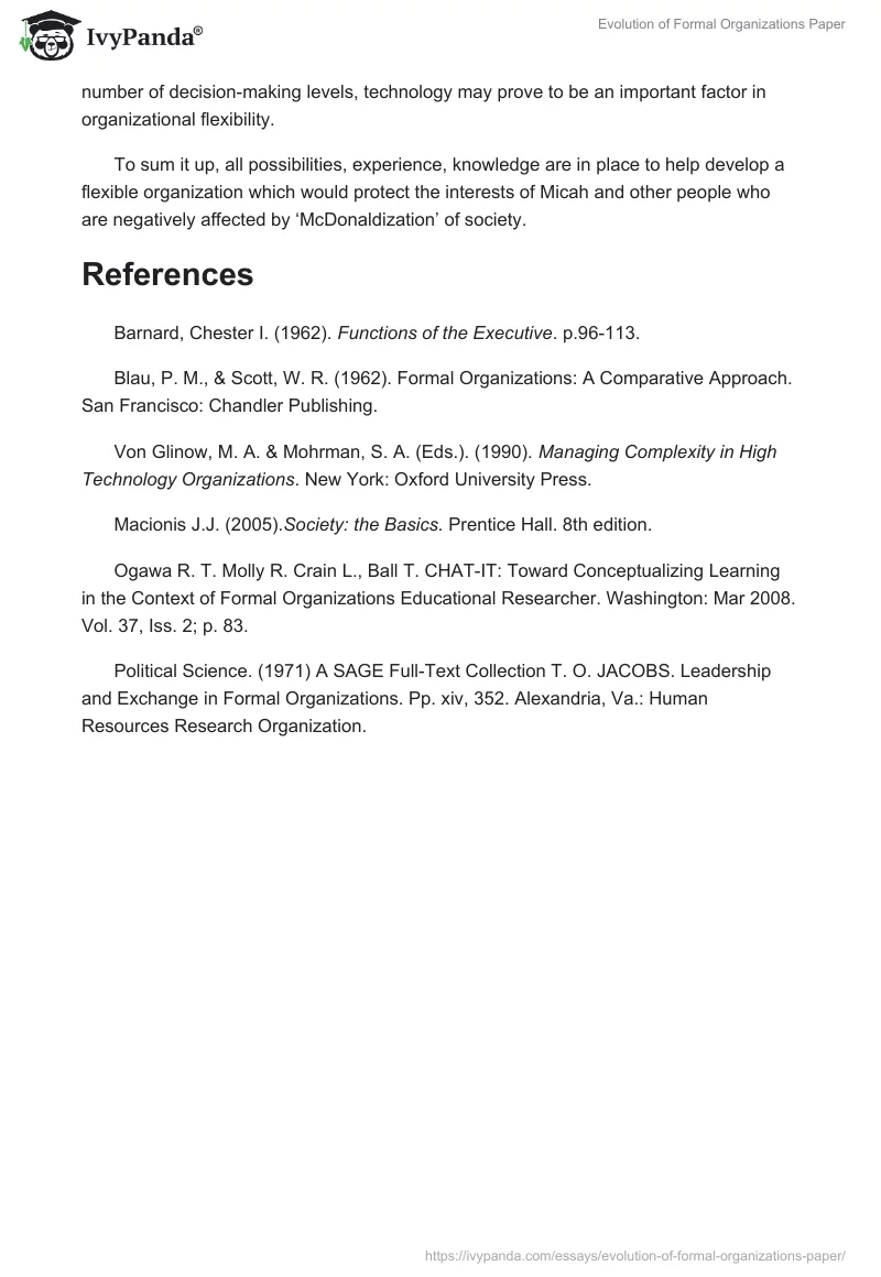 Evolution of Formal Organizations Paper. Page 3