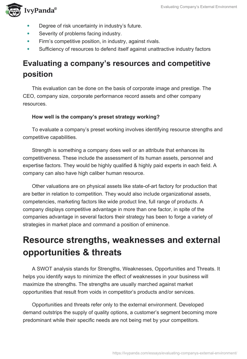 Evaluating Company’s External Environment. Page 4