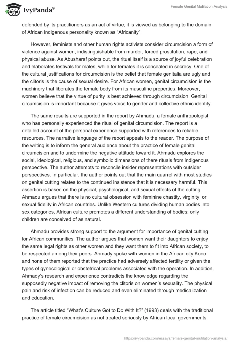 Female Genital Mutilation Analysis. Page 2