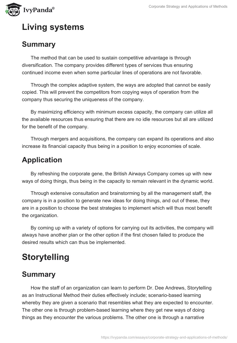Corporate Strategy and Applications of Methods. Page 2