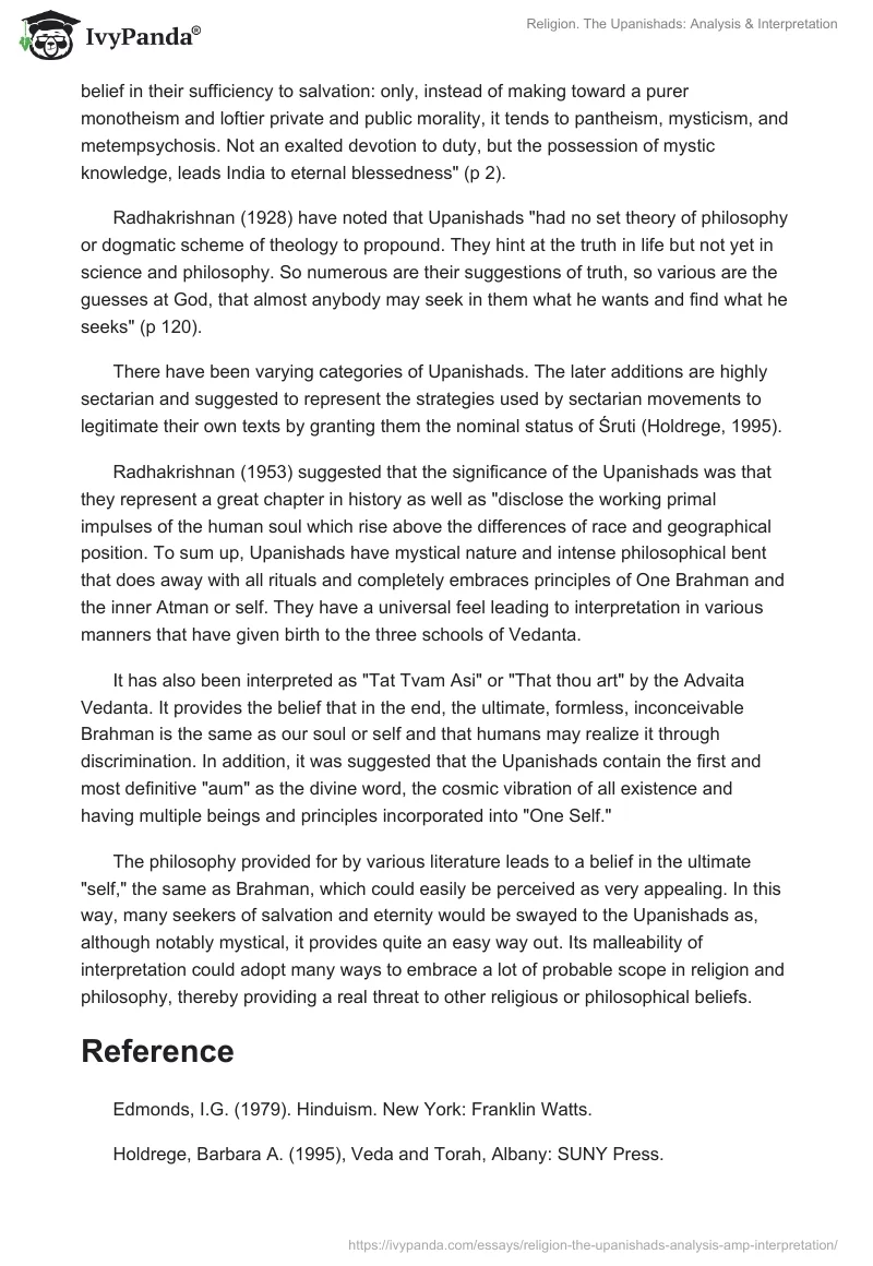 Religion. The Upanishads: Analysis & Interpretation. Page 2